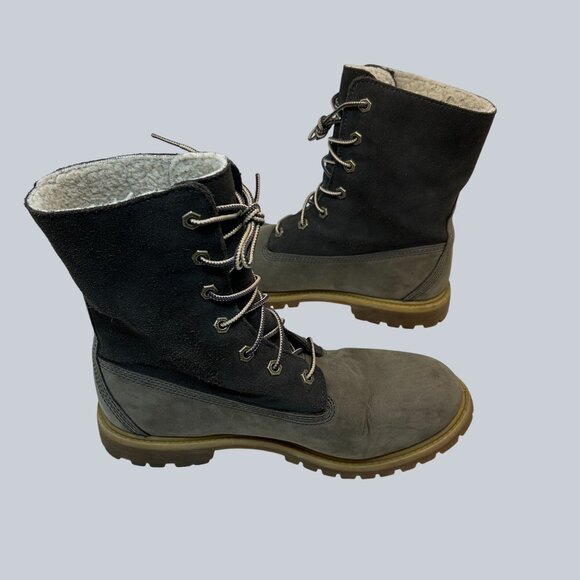 Timberland Women’s Lace-Up Winter Boots Leather & Suede Shearling Lined Size 9.5 - Picture 7 of 10